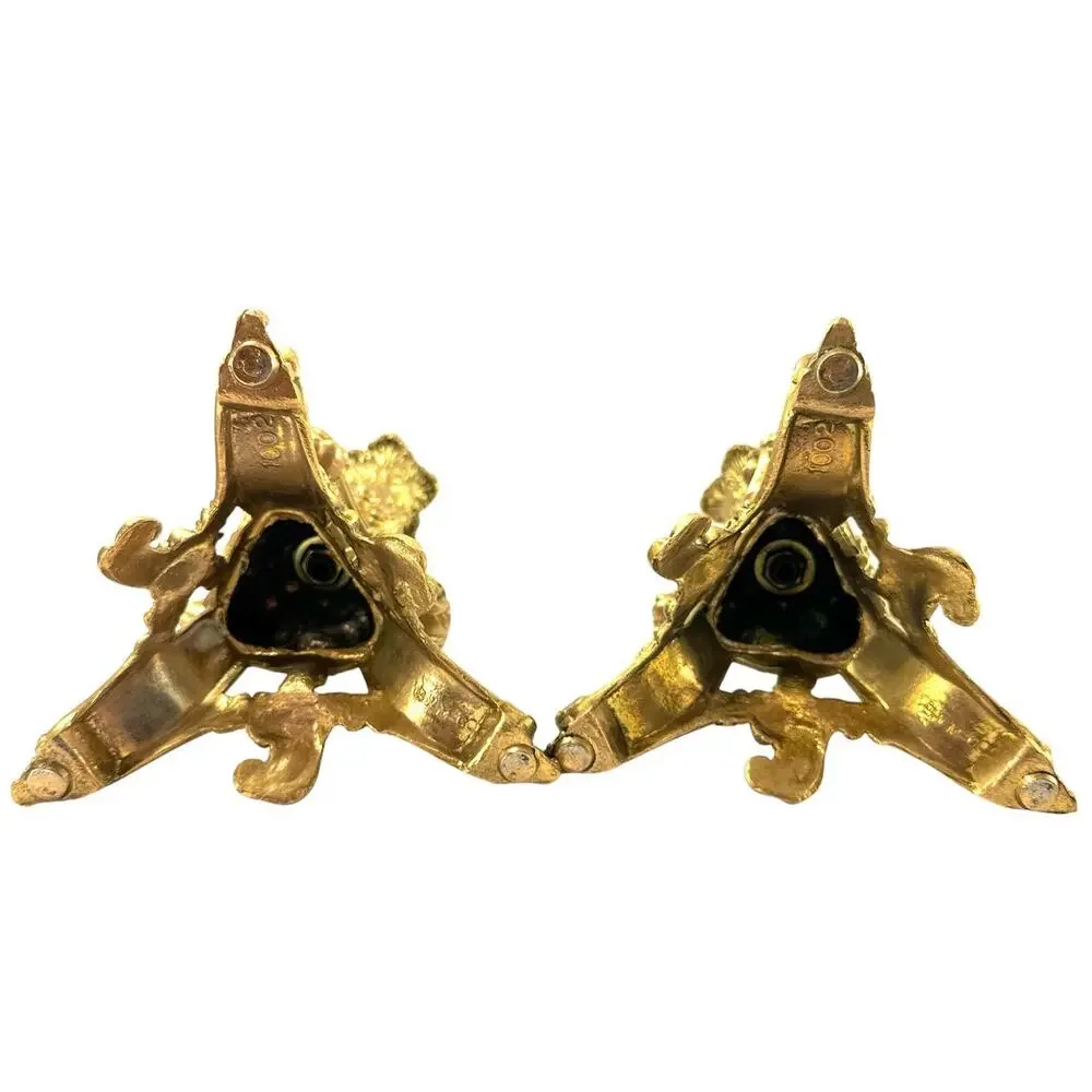 Vintage BWM Co Gold Tone Rococo Candlestick Holders Pair 10.25” Baroque 1002